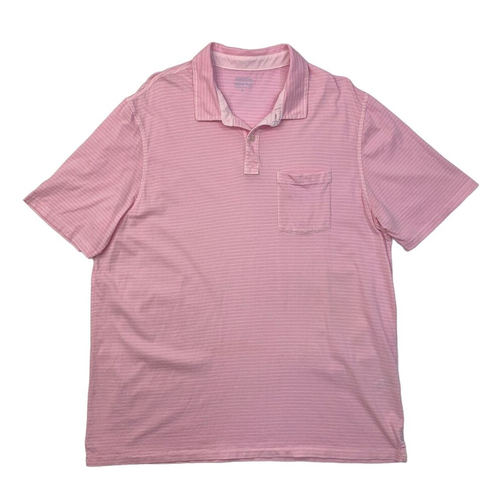 Vineyard Vines Shirt Mens XL Extra Large Pink Striped Island Polo Pima Cotton